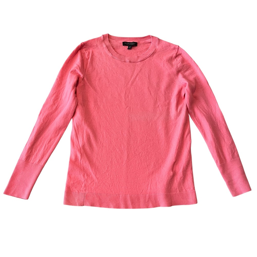 Banana Republic Extra Fine Merino Wool Crewneck Sweater Coral Pink Womens Medium